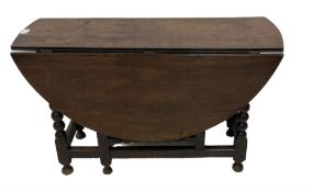 18th century drop-leaf oak dining table