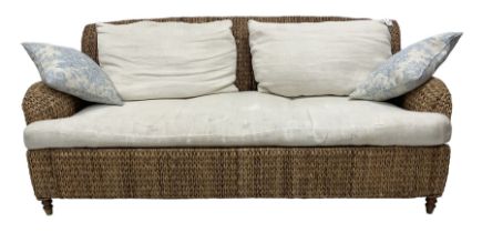 20th century two seat woven seagrass sofa
