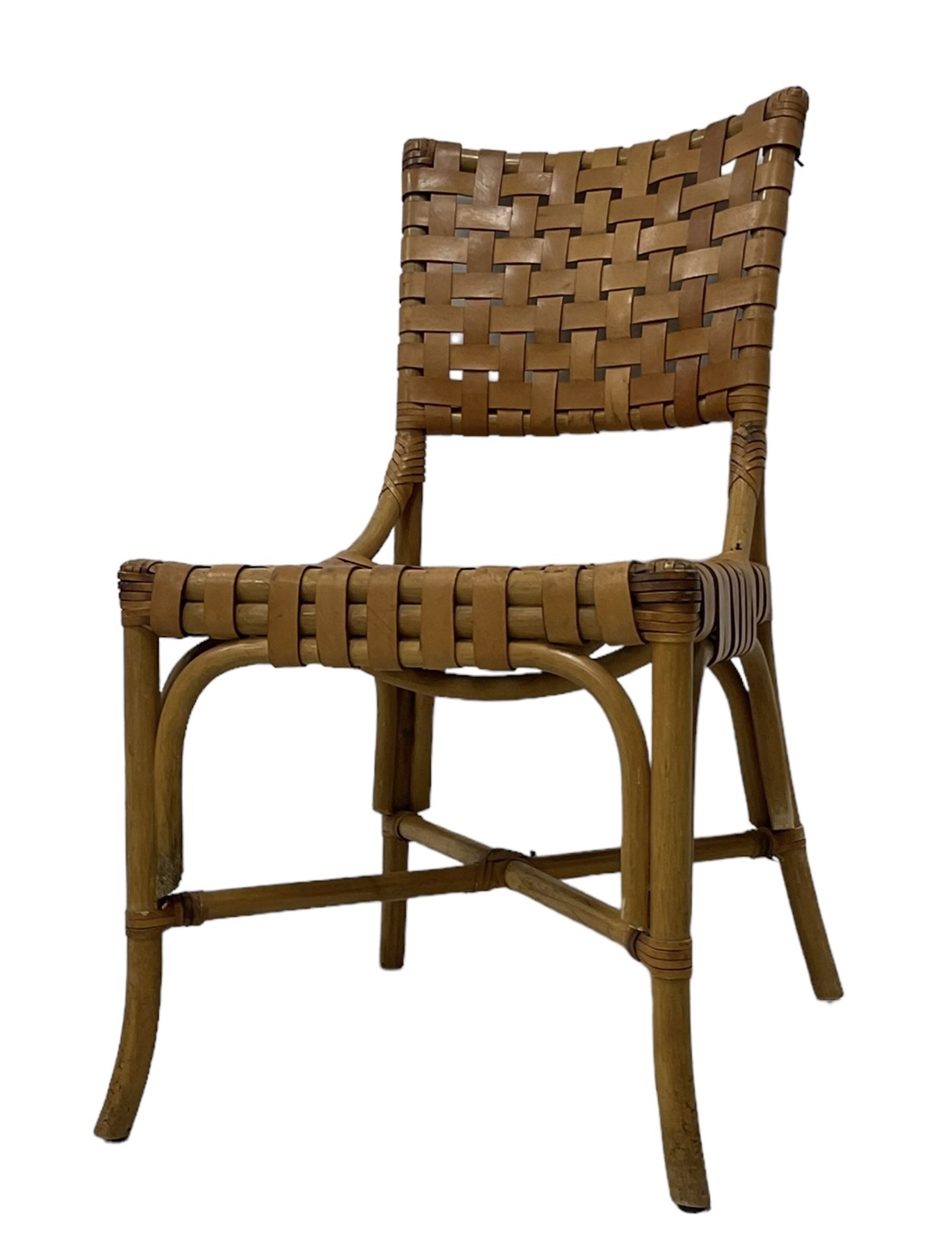 After John McGuire (American 1920-2013) - set of six 20th century bamboo and leather dining chairs - Image 12 of 17