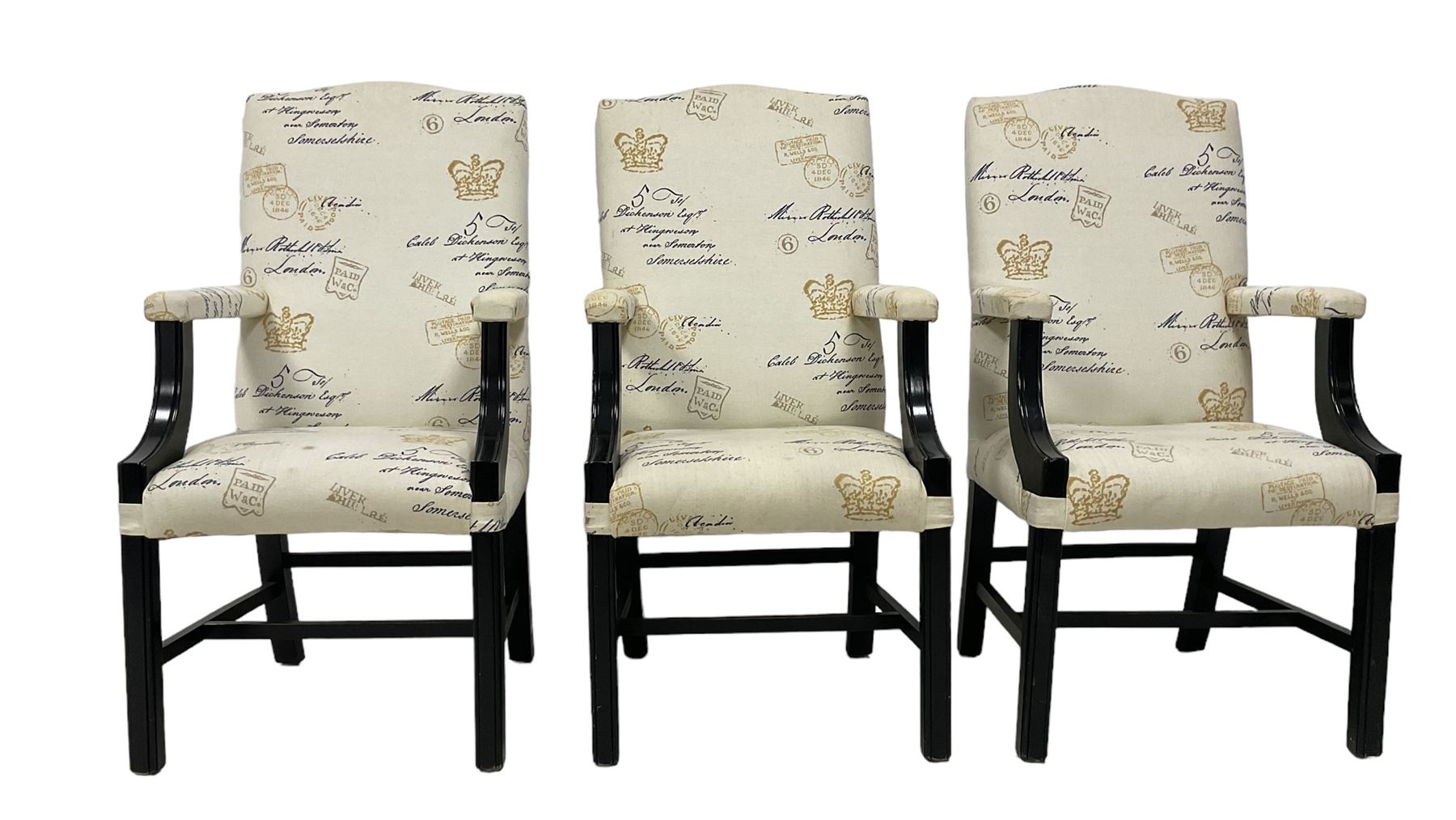 Set of six contemporary Georgian shape high back dining armchairs - Image 10 of 14