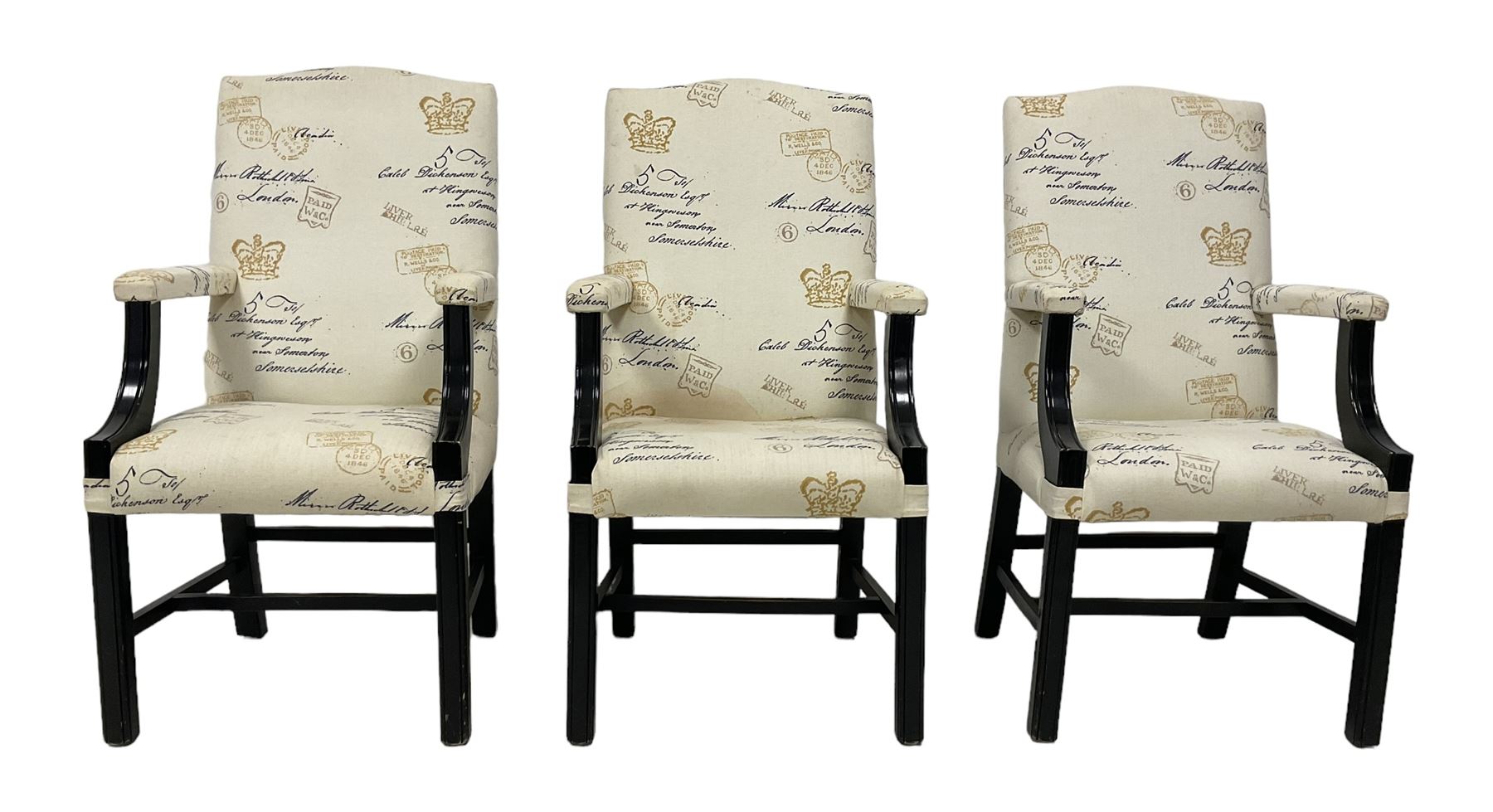 Set of six contemporary Georgian shape high back dining armchairs - Image 2 of 14