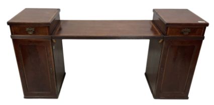Regency period figured mahogany twin-pedestal sideboard