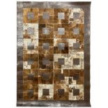 Contemporary cowhide patchwork rug