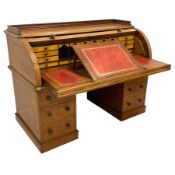 Victorian mahogany roll-top knee-hole desk