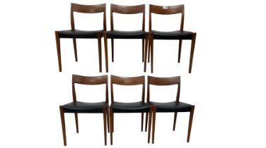 Yngve Ekström for Troeds - set of six mid-20th century teak Swedish 'Kontiki' dining chairs