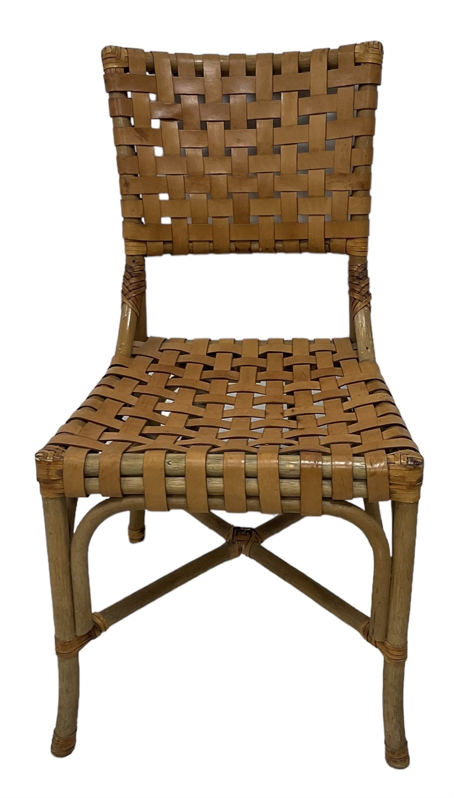 After John McGuire (American 1920-2013) - set of six 20th century bamboo and leather dining chairs - Image 5 of 17