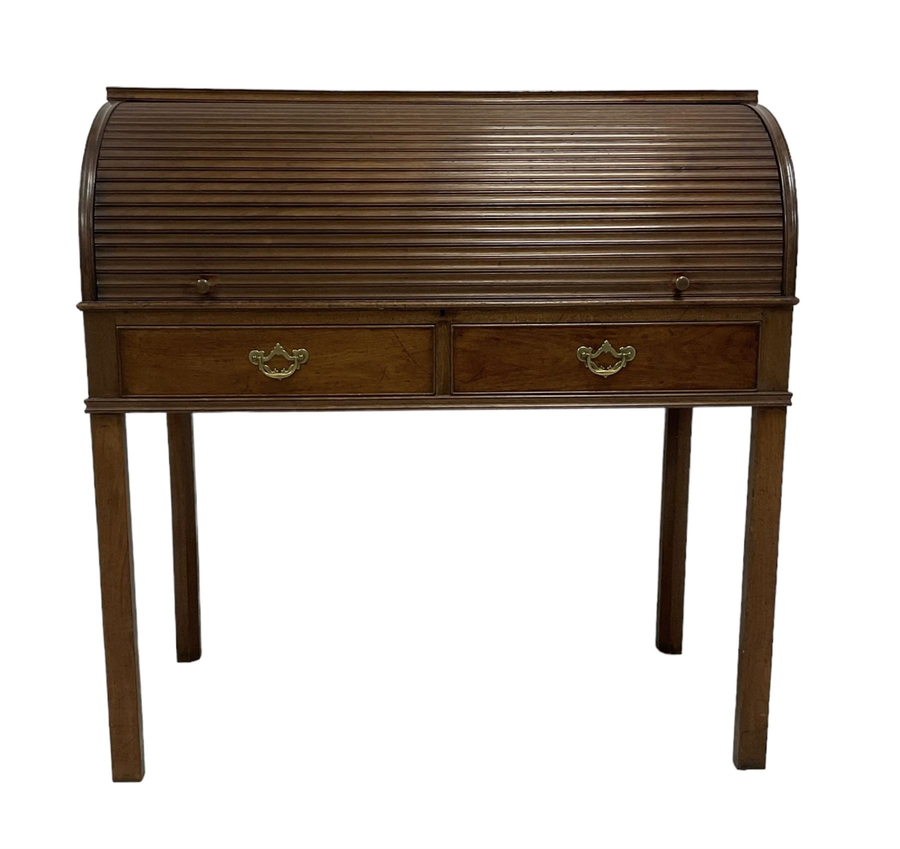 George III mahogany roll-top bureau - Image 2 of 12