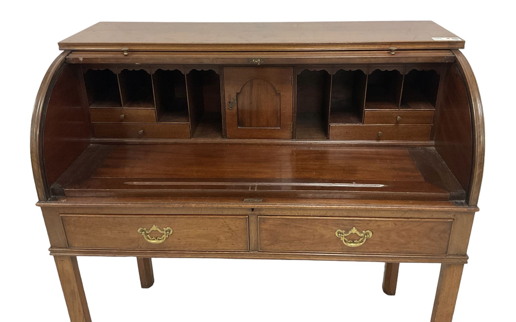 George III mahogany roll-top bureau - Image 7 of 12