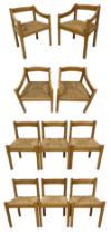 Vico Magistretti for Habitat - set of ten (6+4) beech 'Carimate' dining chairs circa. 1960s