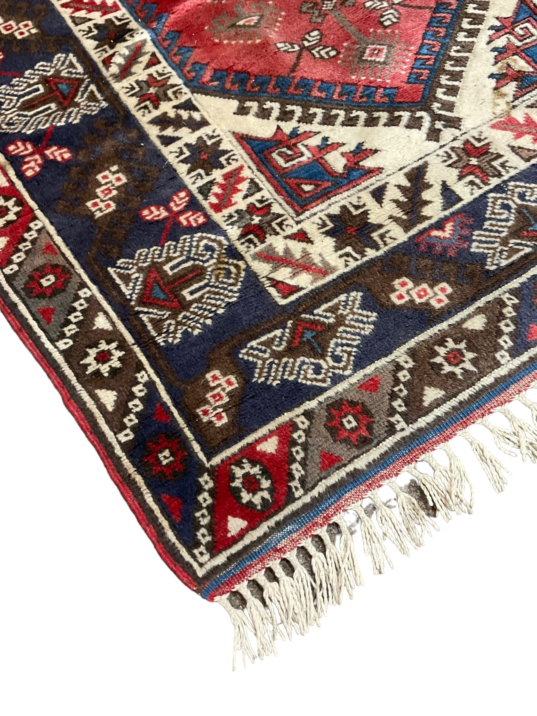 Turkish Dosemealti ivory blue and red ground rug - Image 4 of 7