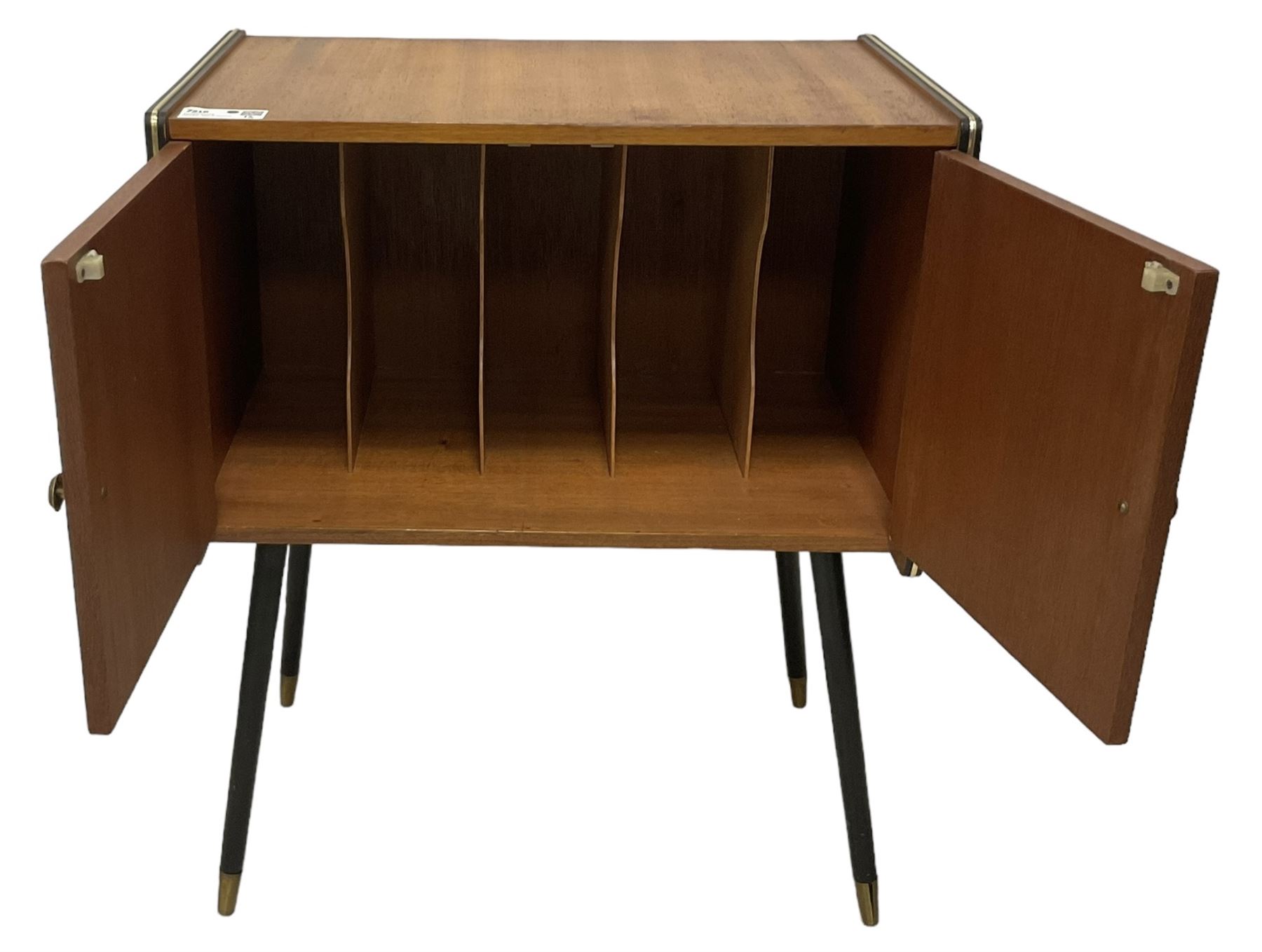 Mid-20th century teak LP record cabinet - Image 3 of 5