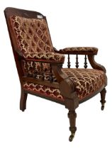 Late Victorian Aesthetic Movement mahogany open armchair