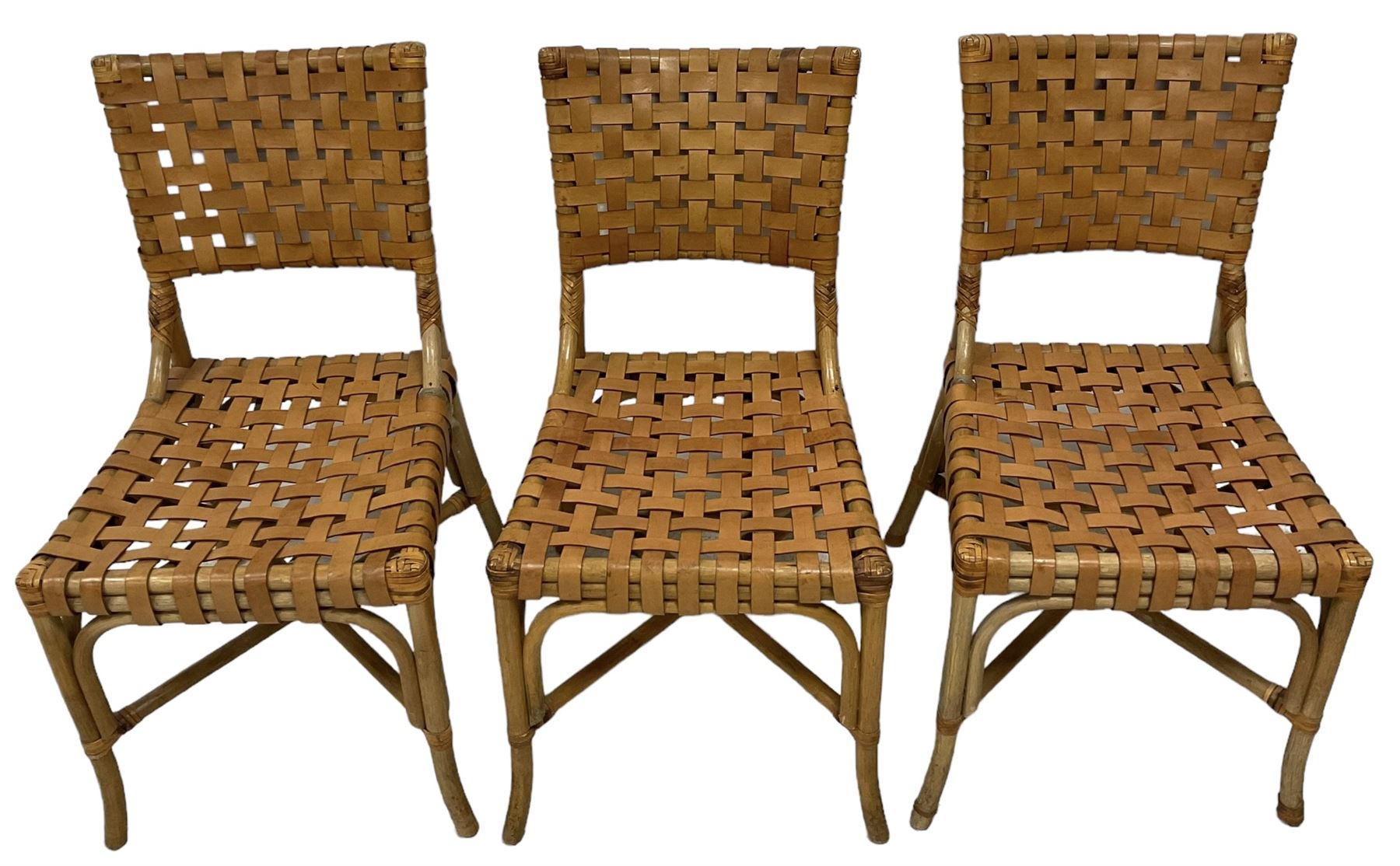 After John McGuire (American 1920-2013) - set of six 20th century bamboo and leather dining chairs - Image 15 of 17