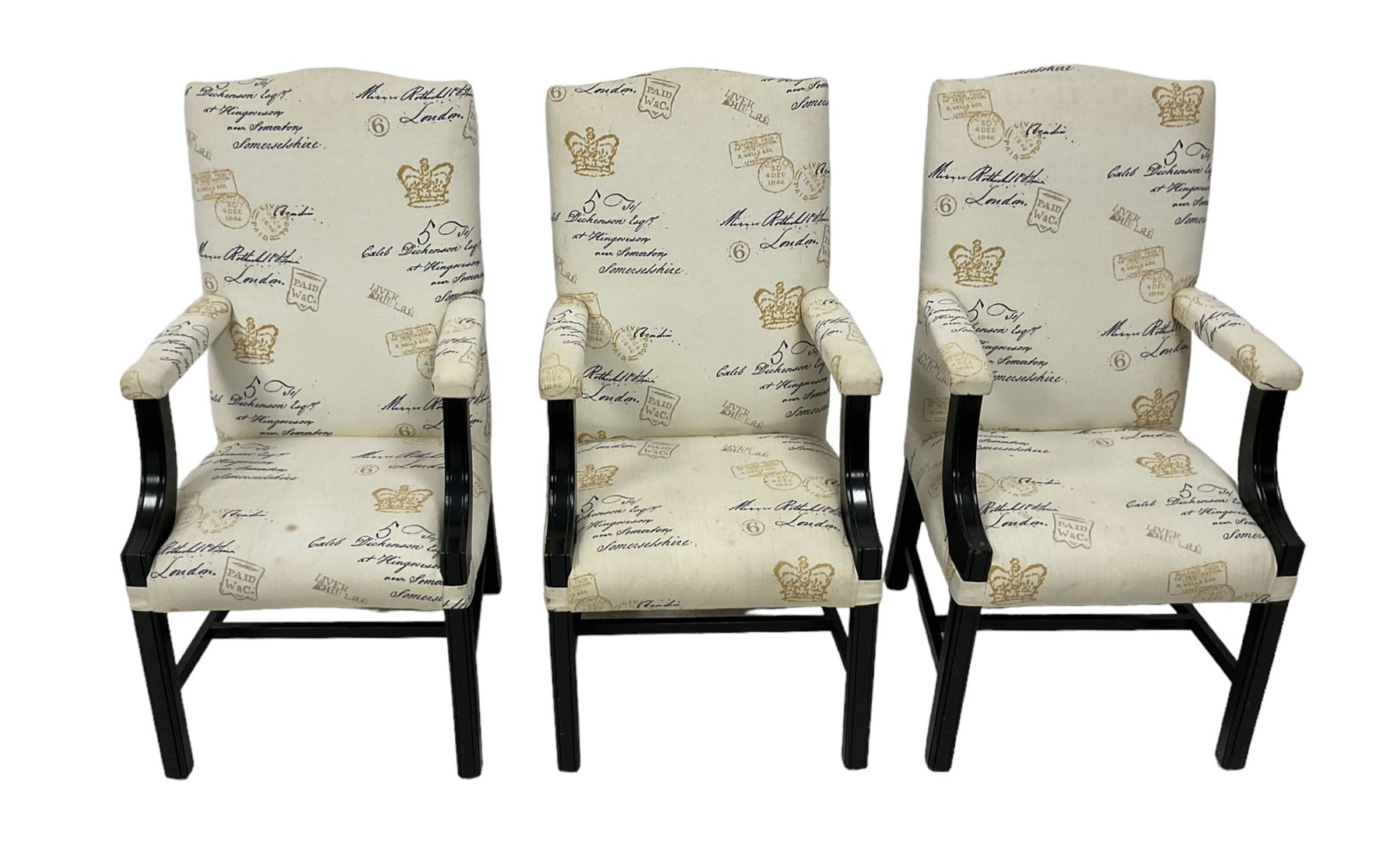 Set of six contemporary Georgian shape high back dining armchairs - Image 9 of 14