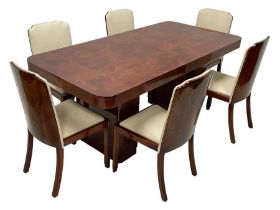 Attributed to Harry & Lou Epstein - Art Deco circa. 1930s figured walnut dining table