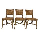 After John McGuire (American 1920-2013) - set of six 20th century bamboo and leather dining chairs