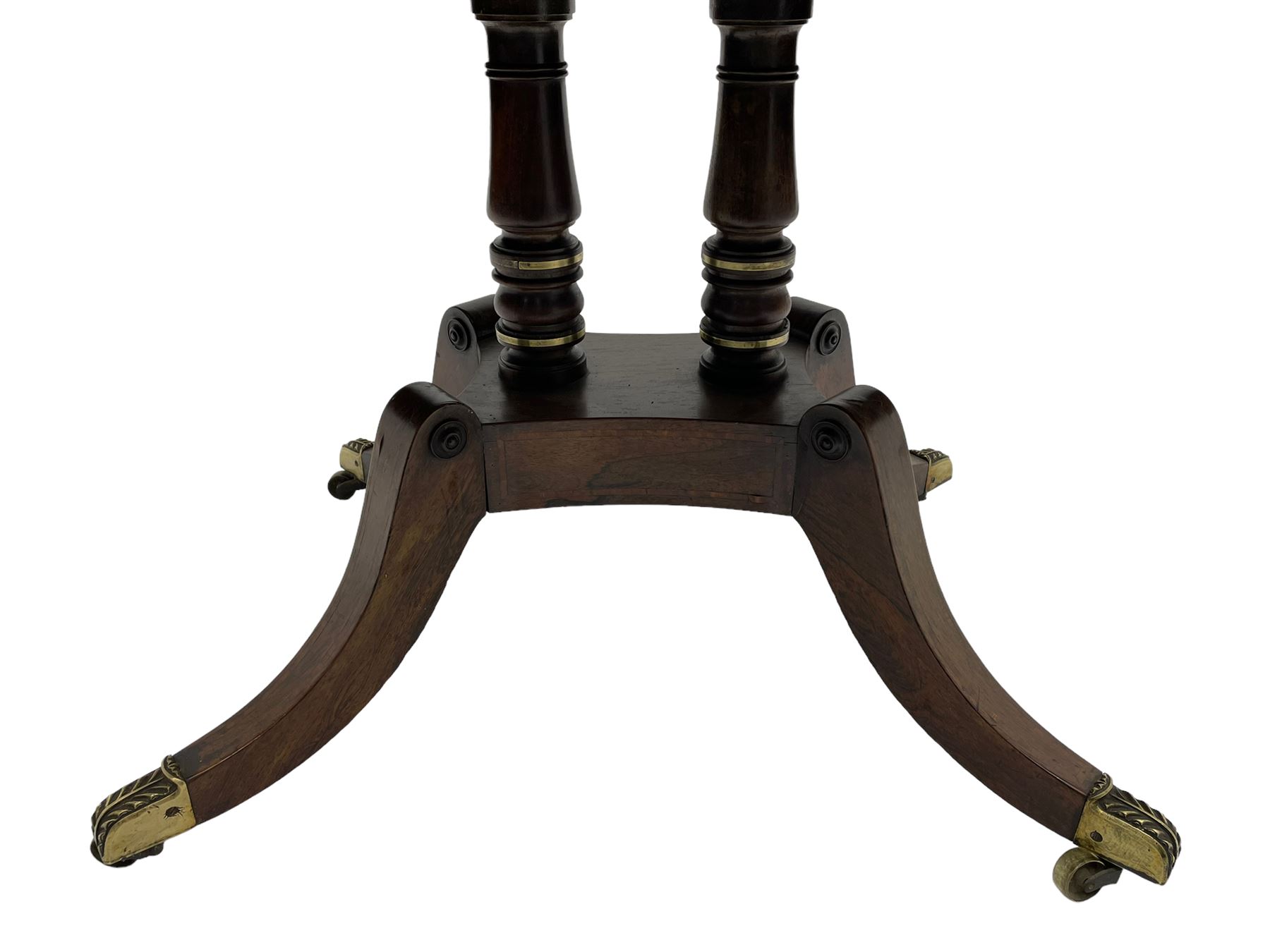 Regency rosewood and brass inlaid sofa table - Image 10 of 11