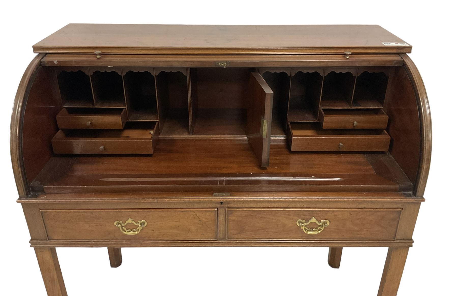 George III mahogany roll-top bureau - Image 9 of 12