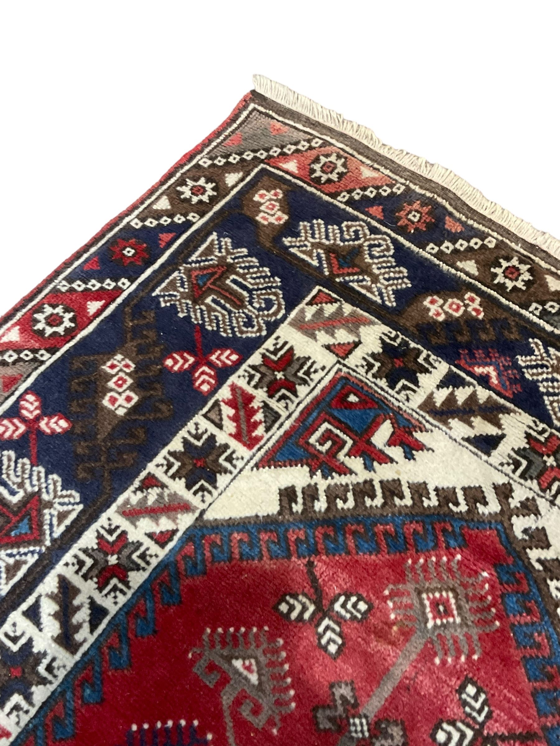 Turkish Dosemealti ivory blue and red ground rug - Image 2 of 7