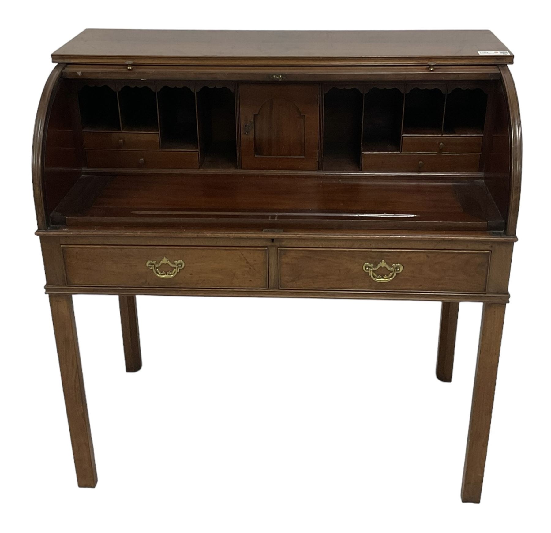 George III mahogany roll-top bureau - Image 6 of 12