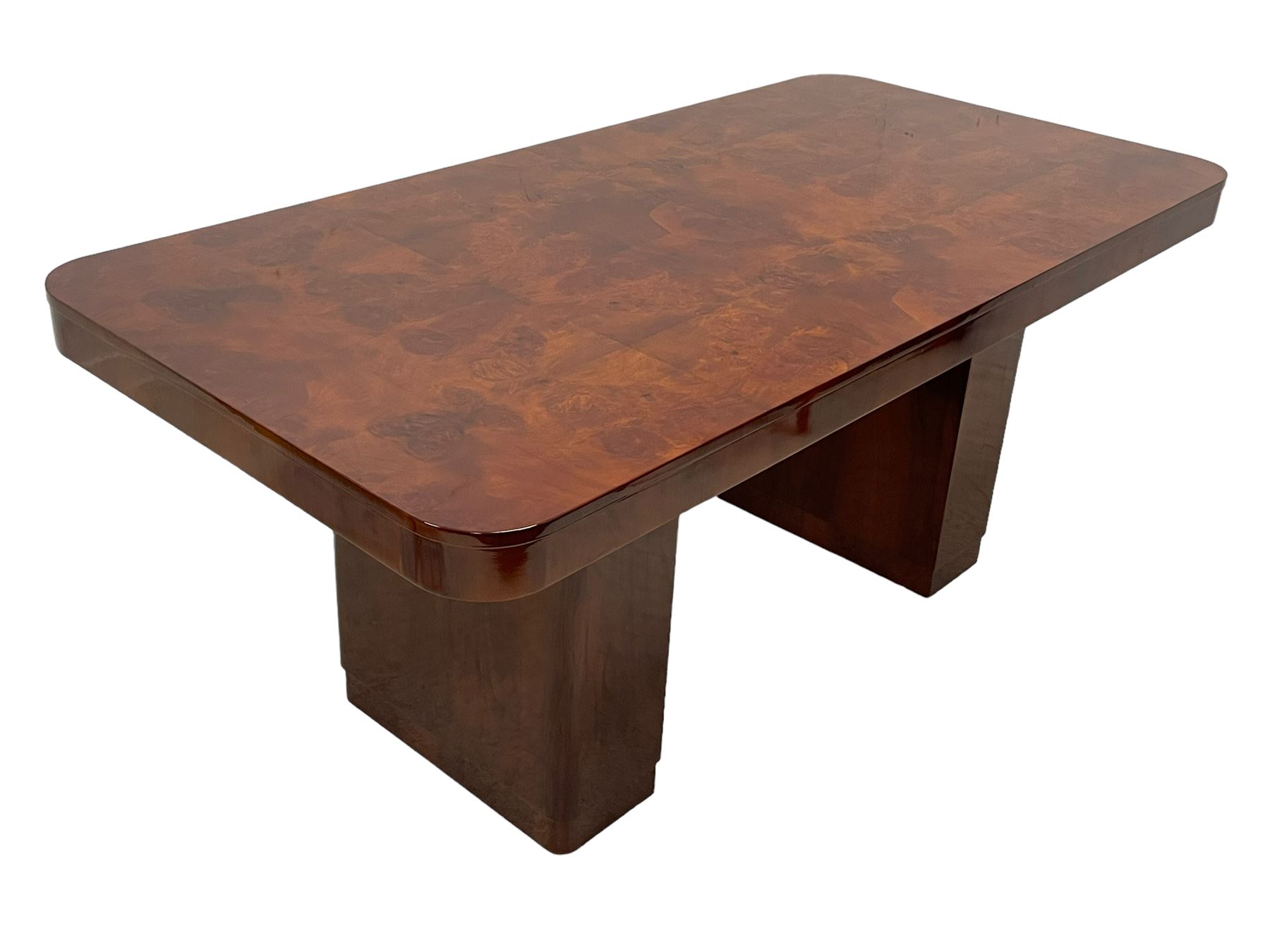 Attributed to Harry & Lou Epstein - Art Deco circa. 1930s figured walnut dining table - Image 8 of 17