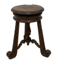 Late 19th century carved hardwood music stool