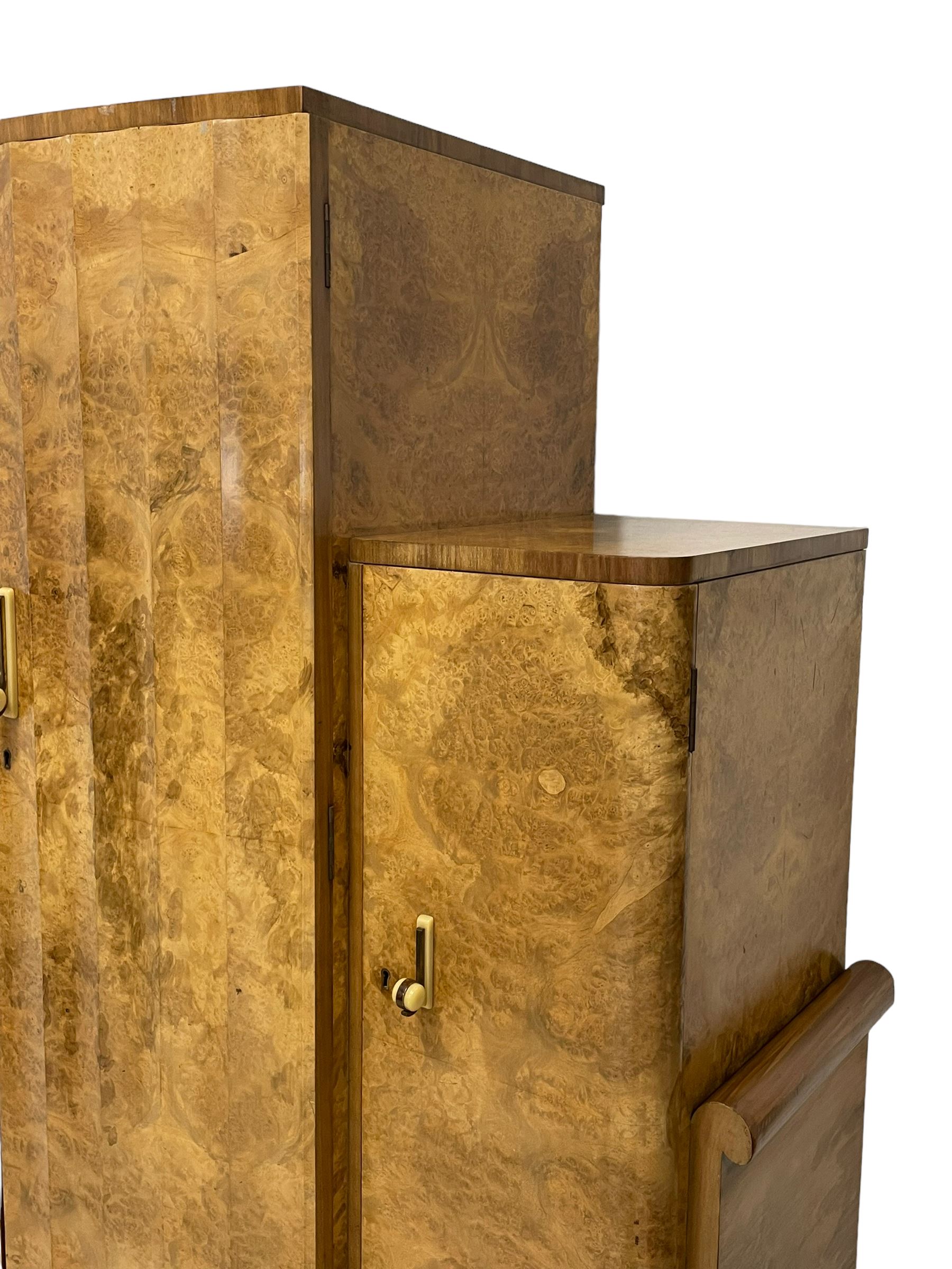 Attributed to Harry & Lou Epstein - Art Deco circa. 1930s figured walnut cocktail cabinet - Image 9 of 16