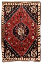 Persian Qashqai indigo and crimson ground rug