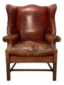Georgian design mahogany framed wingback armchair