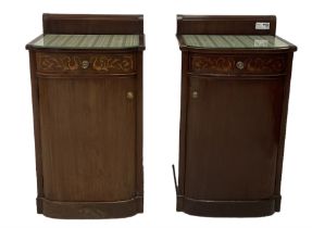 Pair of early 20th century inlaid mahogany bedside cabinets