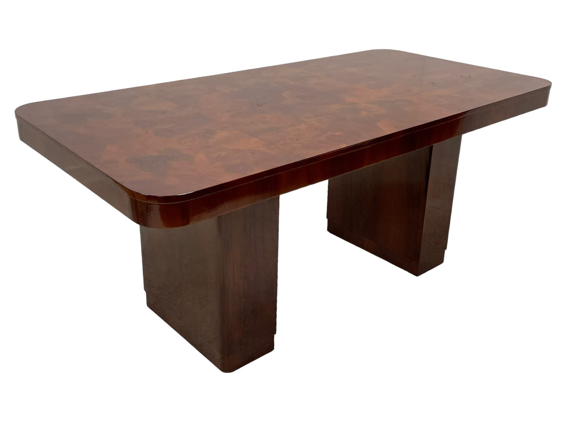 Attributed to Harry & Lou Epstein - Art Deco circa. 1930s figured walnut dining table - Image 4 of 17