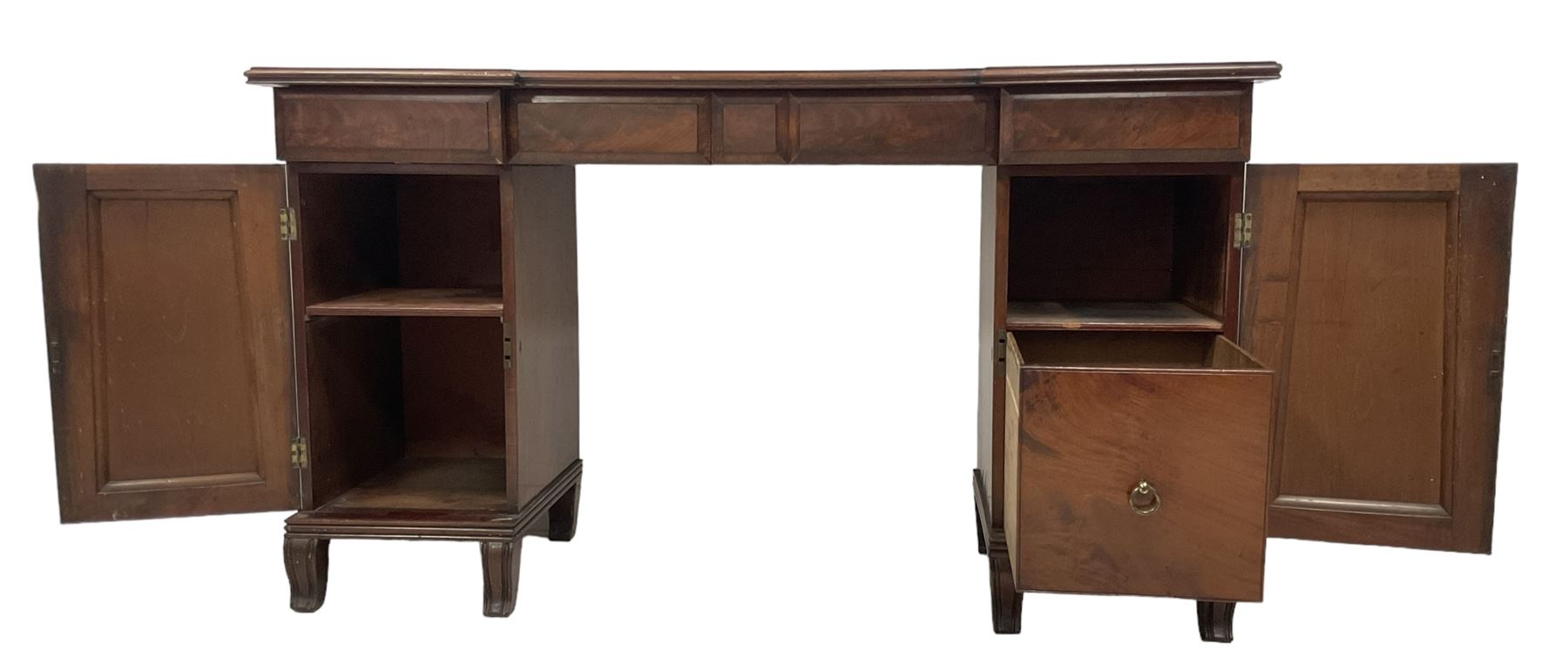 William IV mahogany reverse-breakfront twin pedestal sideboard - Image 10 of 12