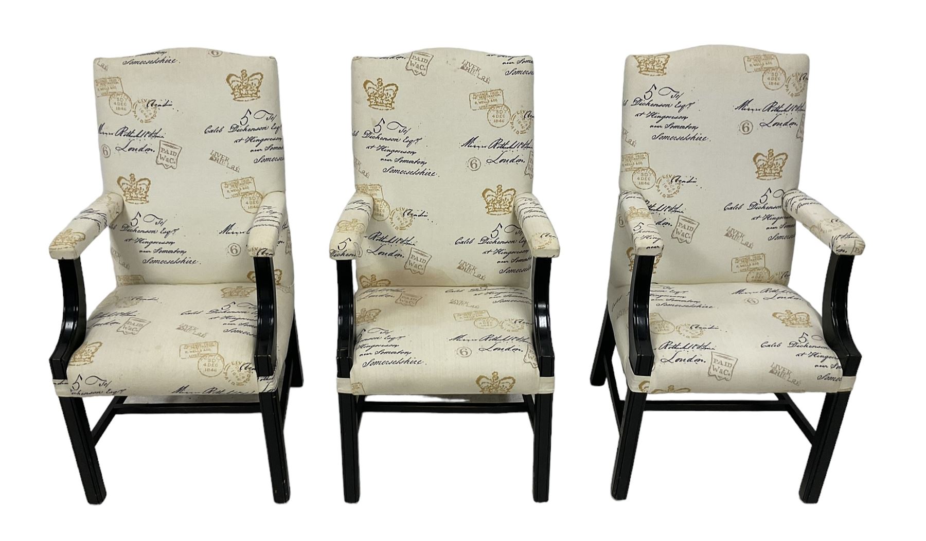 Set of six contemporary Georgian shape high back dining armchairs - Image 3 of 14