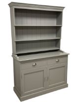Light grey painted kitchen dresser