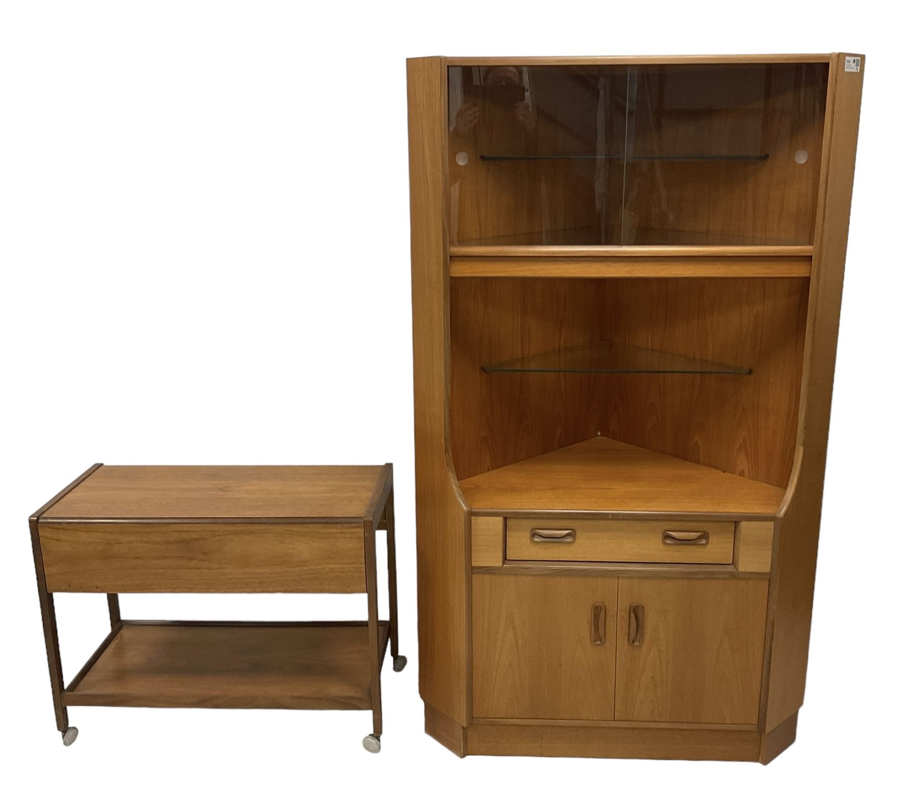 G-Plan - mid-20th century teak 'Fresco' corner cabinet (W100cm H171cm); mid-20th century teak two-ti