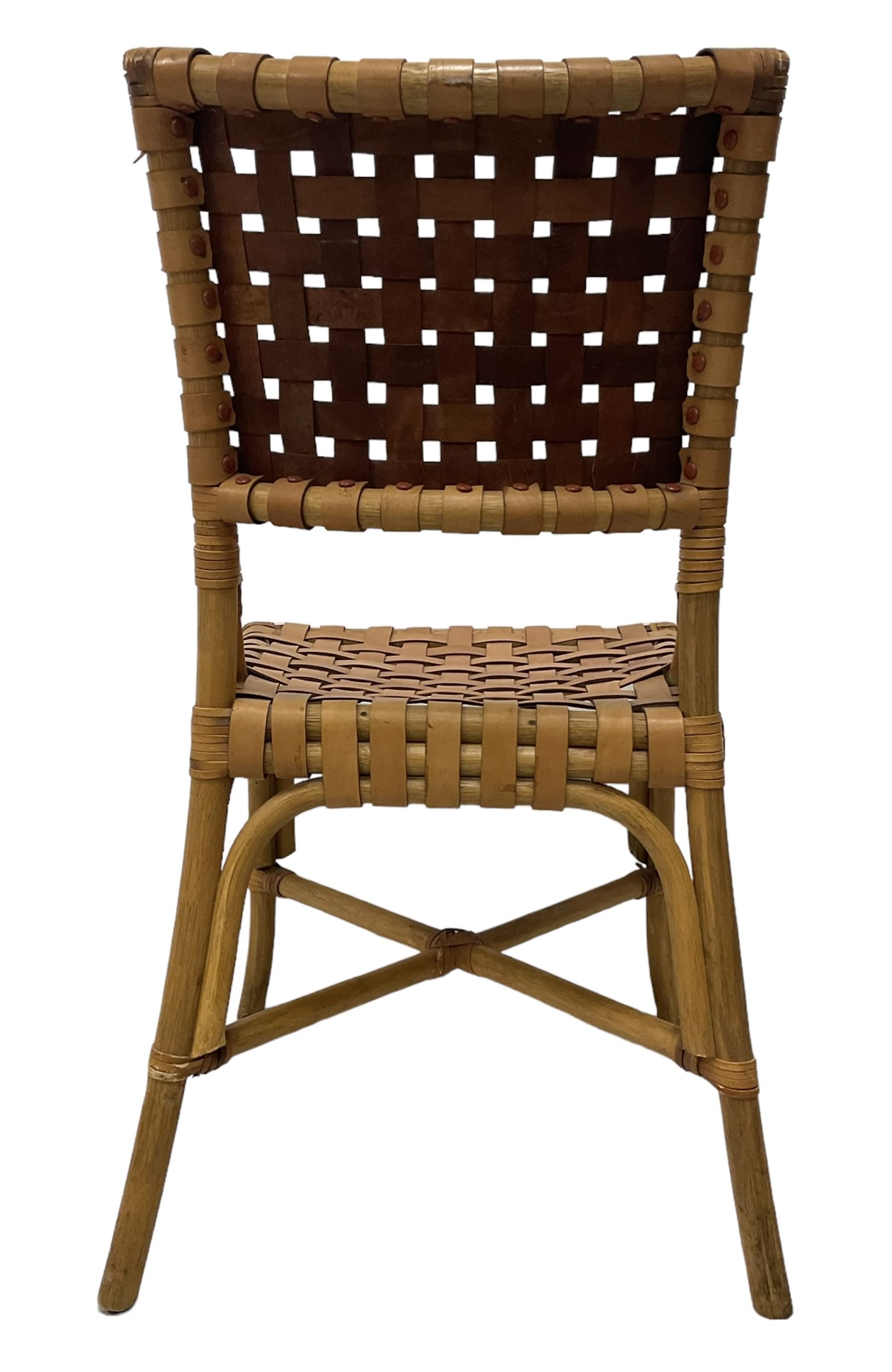 After John McGuire (American 1920-2013) - set of six 20th century bamboo and leather dining chairs - Image 14 of 17