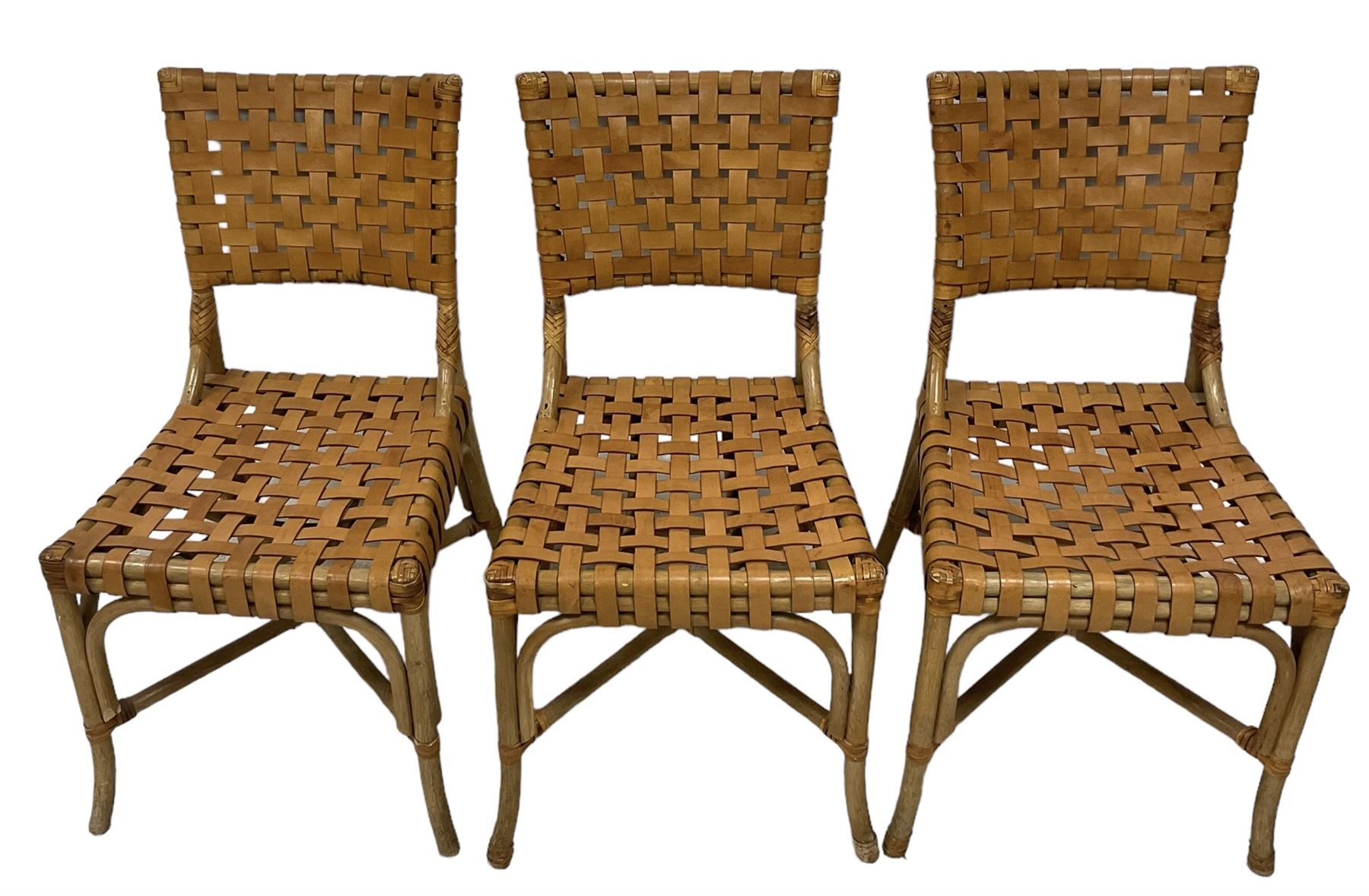 After John McGuire (American 1920-2013) - set of six 20th century bamboo and leather dining chairs - Image 3 of 17