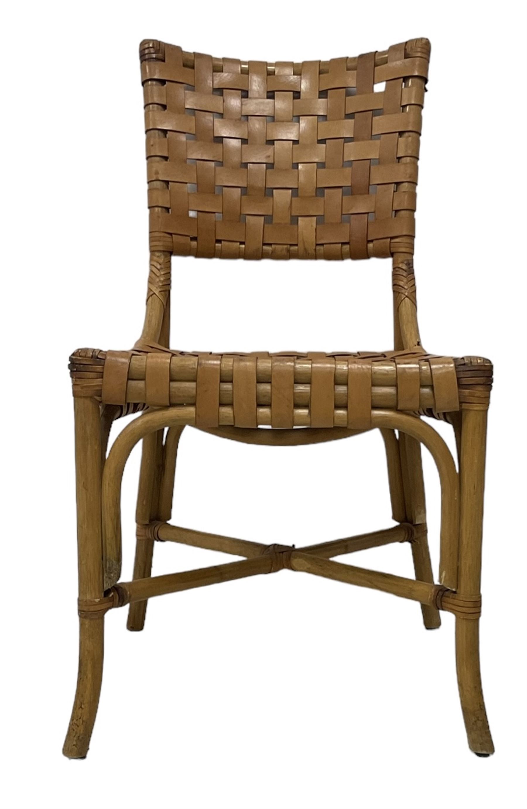 After John McGuire (American 1920-2013) - set of six 20th century bamboo and leather dining chairs - Image 11 of 17