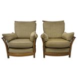 Ercol - pair of mid-20th century elm and beech 'Renaissance' armchairs