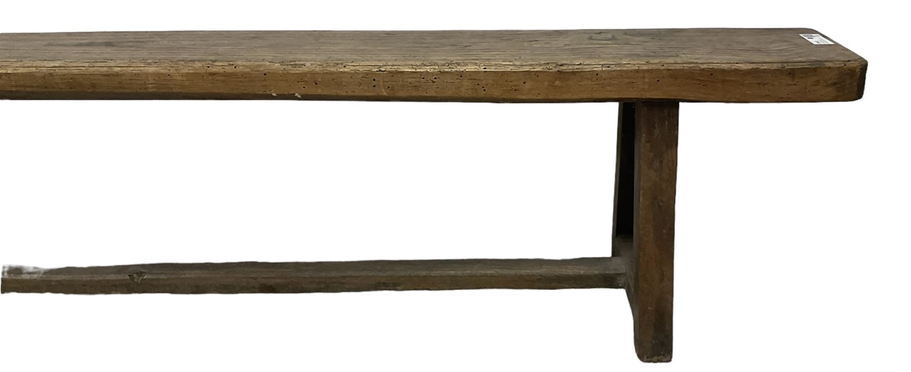 Large 19th century oak bench or pew - Image 4 of 7