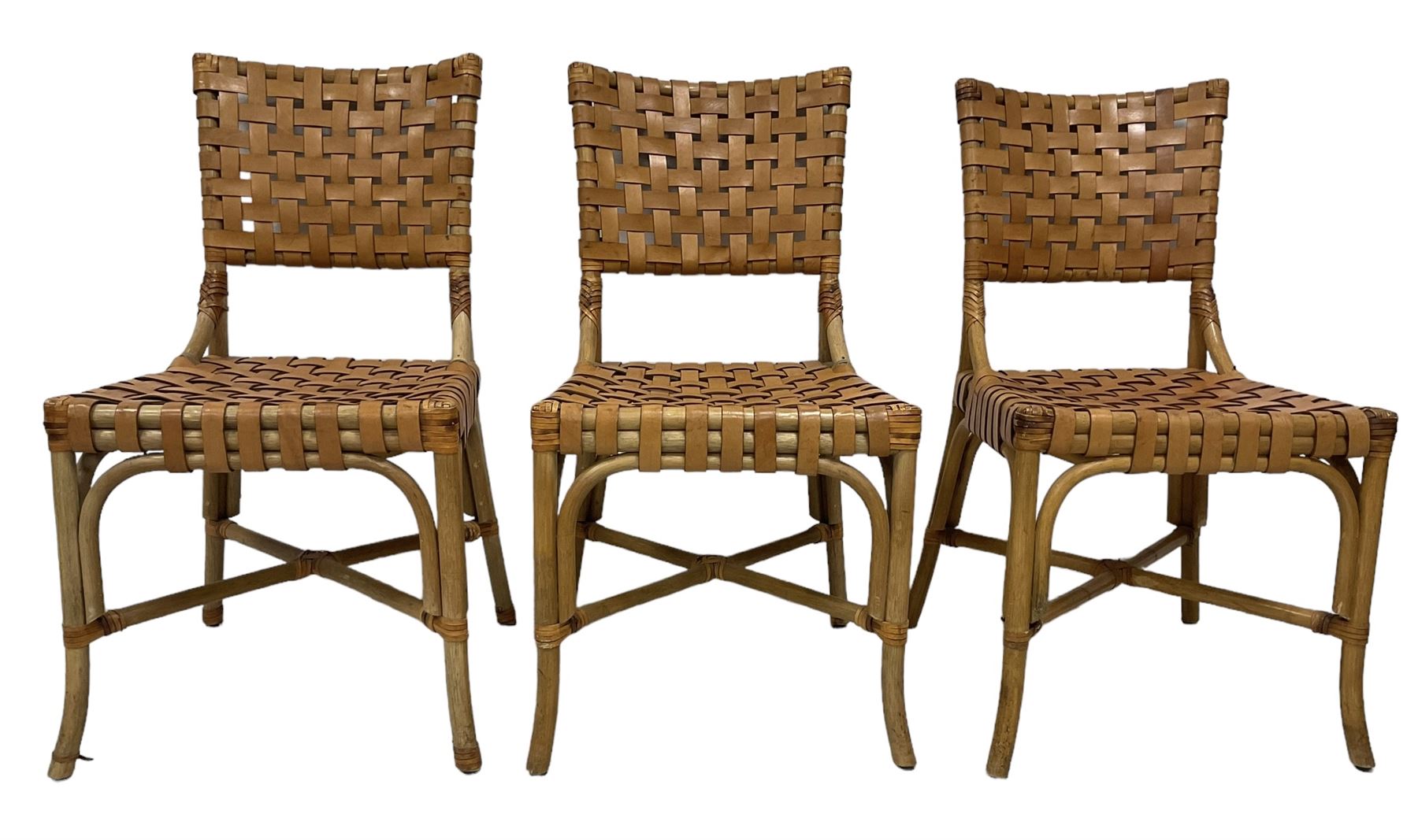 After John McGuire (American 1920-2013) - set of six 20th century bamboo and leather dining chairs - Image 9 of 17