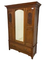 Late Victorian walnut double wardrobe