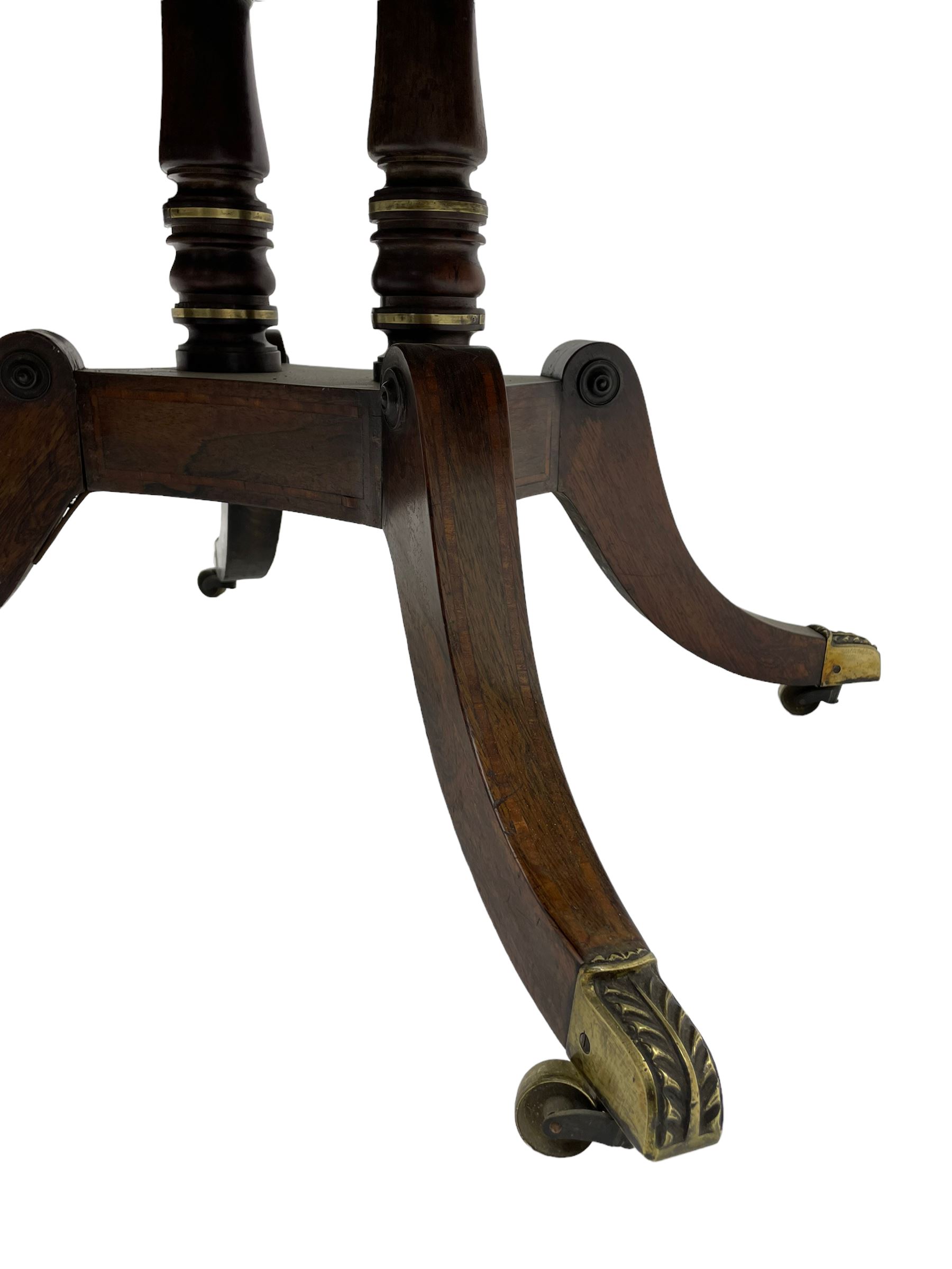 Regency rosewood and brass inlaid sofa table - Image 8 of 11