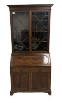 George III figured mahogany bookcase bureau
