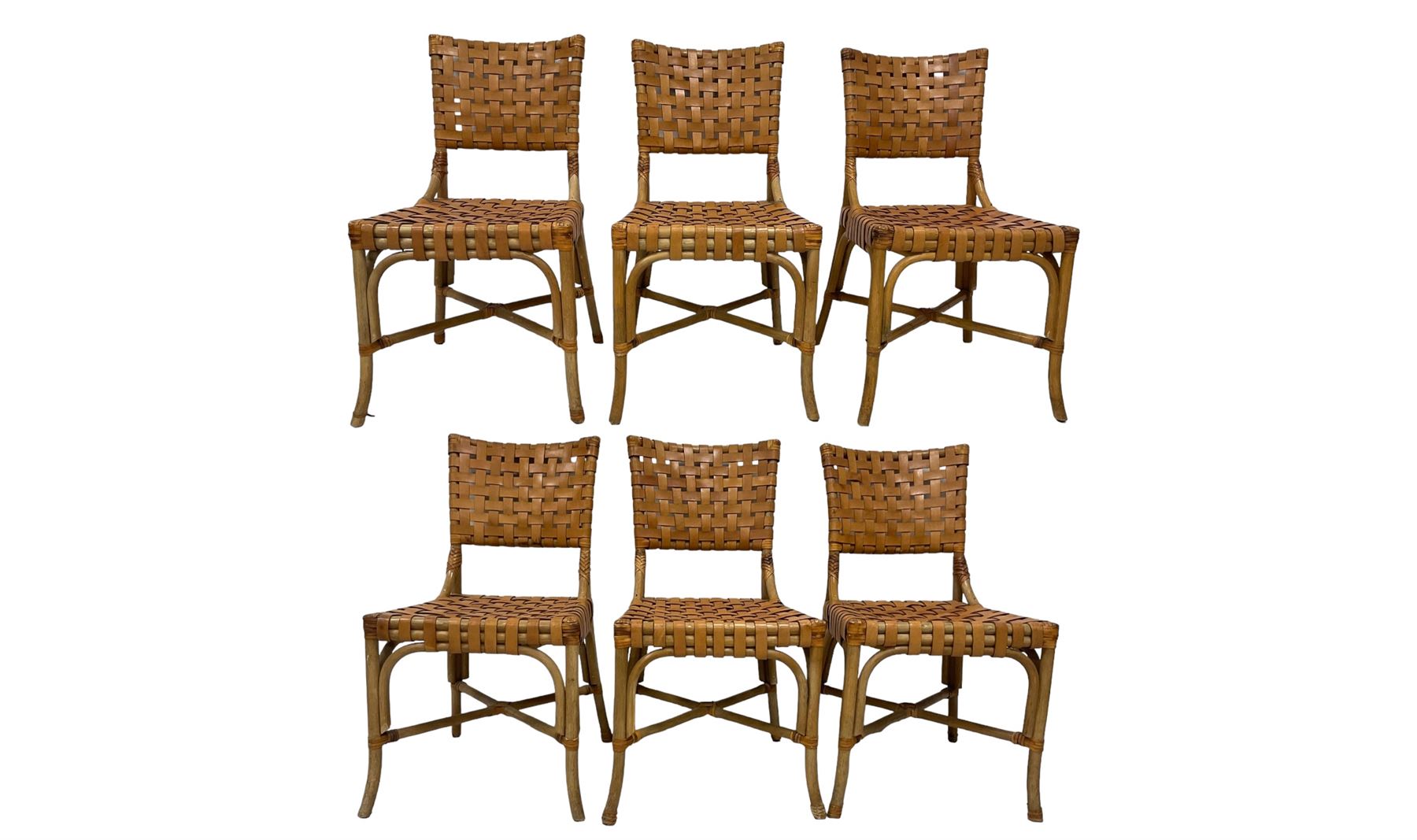 After John McGuire (American 1920-2013) - set of six 20th century bamboo and leather dining chairs - Image 17 of 17