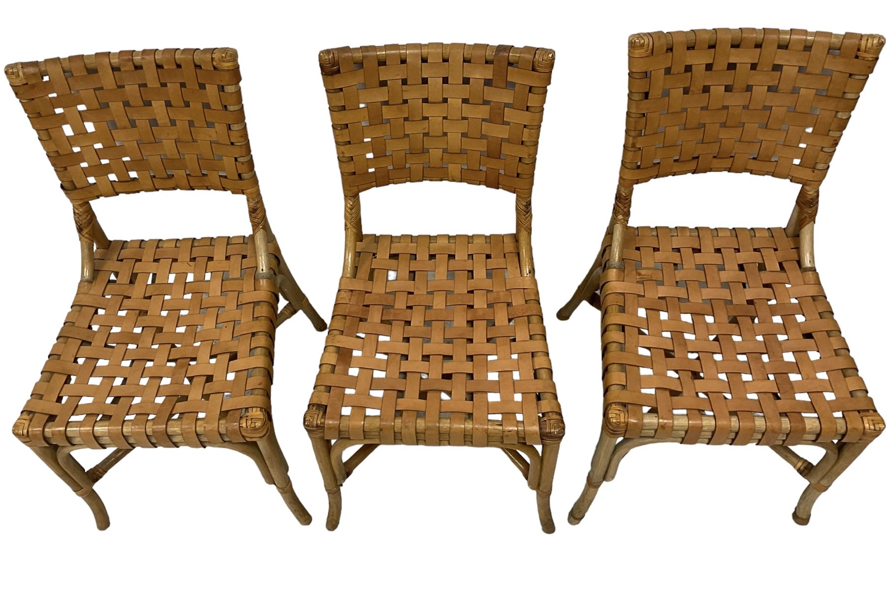 After John McGuire (American 1920-2013) - set of six 20th century bamboo and leather dining chairs - Image 16 of 17