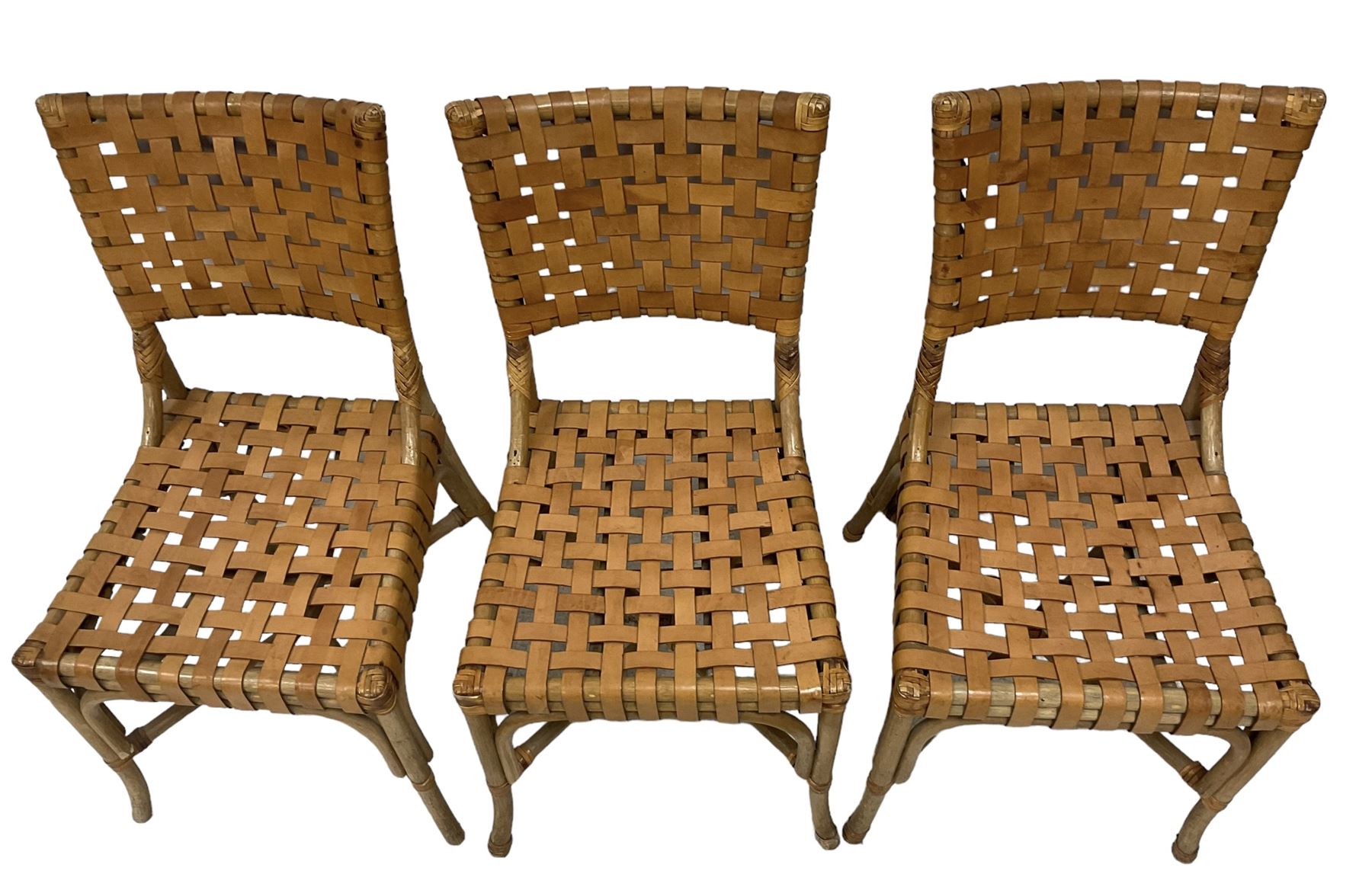 After John McGuire (American 1920-2013) - set of six 20th century bamboo and leather dining chairs - Image 4 of 17