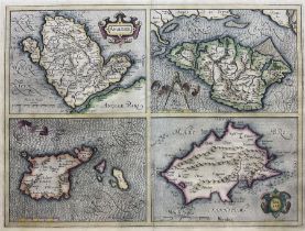 Jodocus Hondius (Flemish 1563-1612): 'Anglesey Garnesay Wight olim vectis and Jarsay'