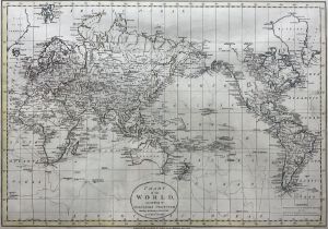 Russell Junior (British 18th century): 'Chart of the World according to Mercators Projection Shewing