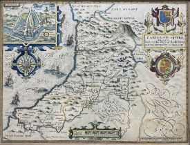 John Speed (British 1552-1629): 'Cardigan Shyre described with the due forme of the Shire-town'